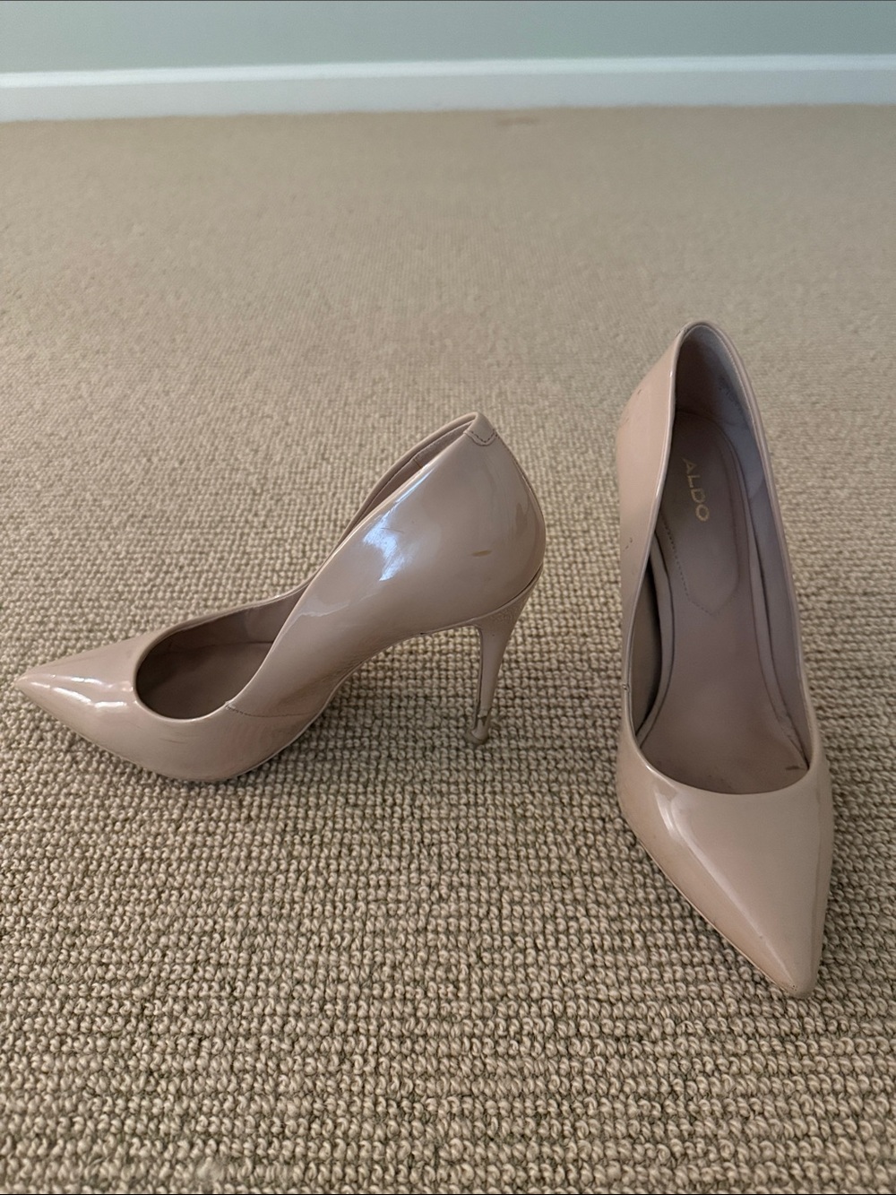 Aldo Nude Patent Pointed-Toe Stiletto Pumps